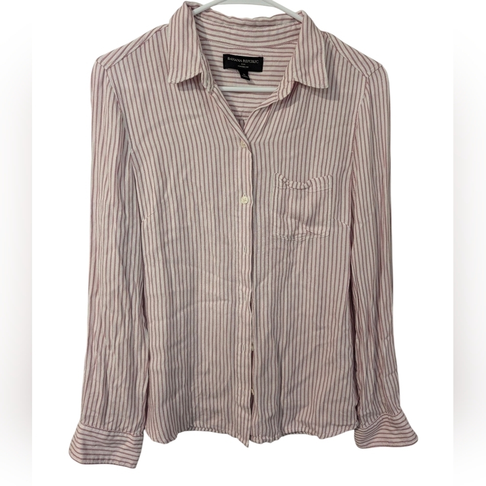 Banana Republic, Pink Striped Shirt,Soft Comfy,Size M